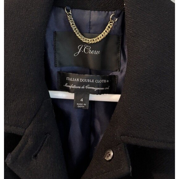 J.CREW BLACK CLASSIC LADY DAY COAT ITALIAN DOUBLE CLOTH WOOL SZ 4 OVERCOAT - Picture 4 of 7